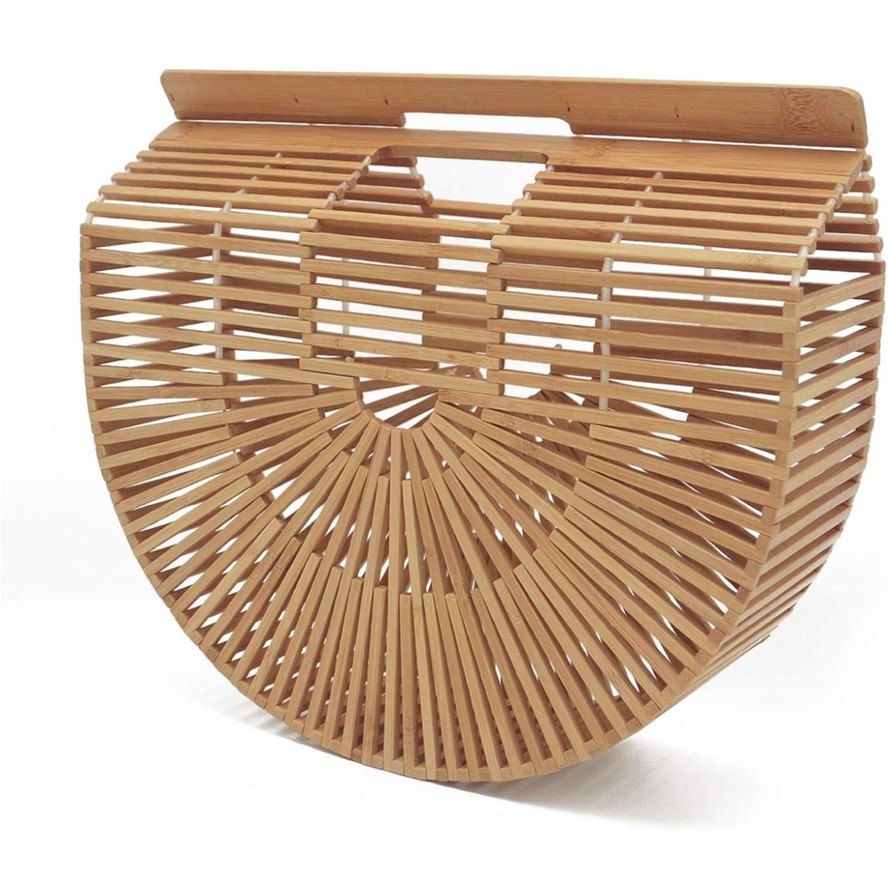 ๐HP๐ Vintage Bamboo Arc Rattan Boho Cult Gaia Inspired 12.5x10.5x4โ purse bag - Picture 2 of 8